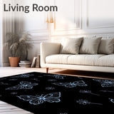 Nocturnal Winged Elegance Boho Insect Floral Artistic Decorative (Black)