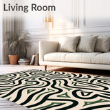 Wave Motif Featuring Dark Green and Black Contrast(Ivory)