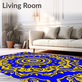 Intricate Shag with Ornate Floral Motifs (Blue)