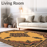 Paisley Medallion Tapestry with Ornate Border Design(Beige)