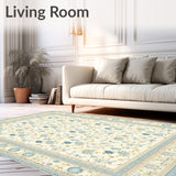 Beige Flower Design Throw Non Slip Entryway(Beige)