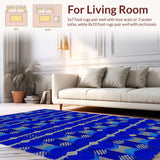Ultra Soft Area Rug, Non Slip, Stain Resistant, Washable Area Rugs for Living Room, Bedroom, Modern Geometric Deep Royal Office Rug(Blue)