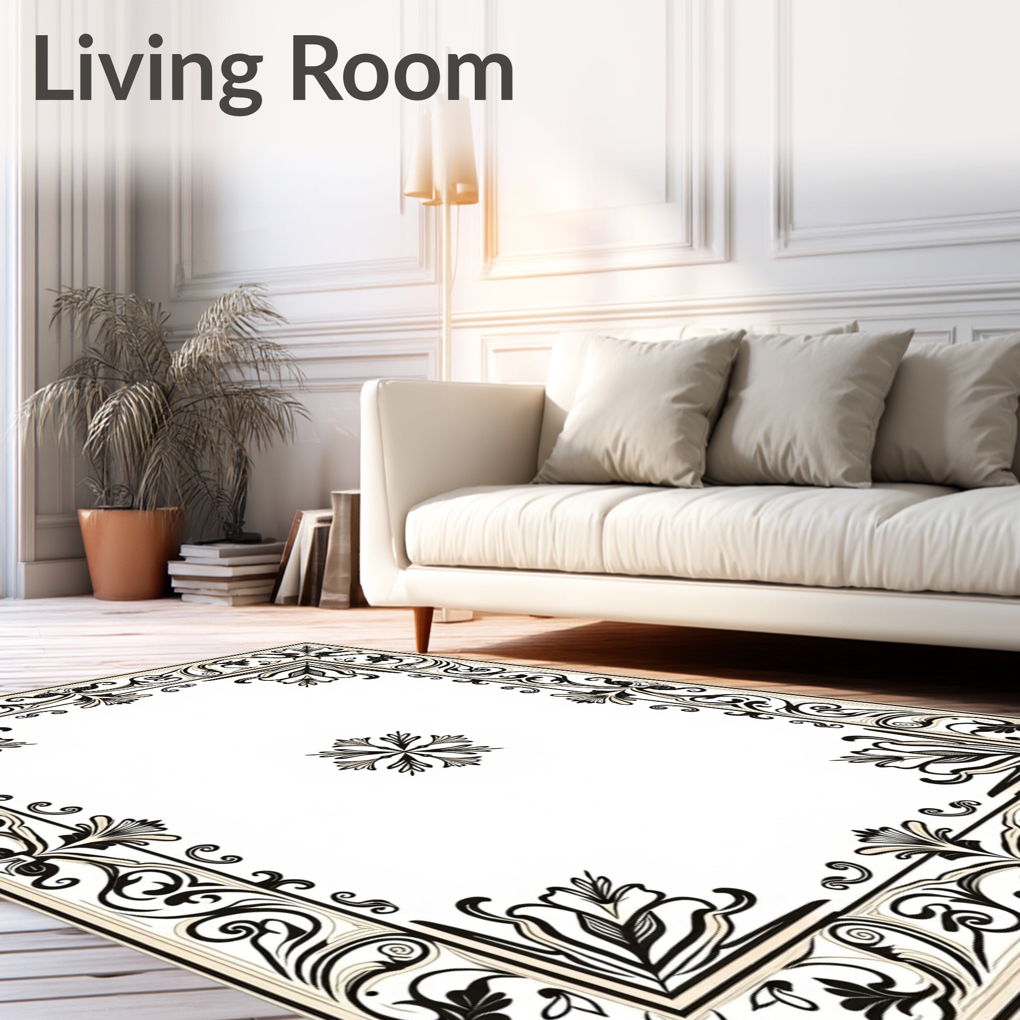 Baroque Motif with Elaborate Palmette and Scroll Details (Black) - ODIKA