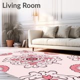 Luxurious Floral Medallion Swirl Radial Ornate Decorative Accent(Pink)