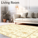Eco Friendly Vinyl Floor Mat With Timeless Damask Heritage Design(Beige)