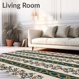 Vintage Botanical Stripe with Emerald and Amber Highlights(Beige)