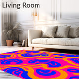 Vibrant Swirl Spiral Contemporary Abstract Design Floor Covering(Pink)