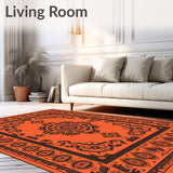 Autumn Harvest Tapestry with Intricate Floral Medallions(Orange)