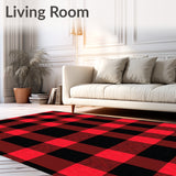 Country Farmhouse Checkboard with Barn Style Grid(Red)