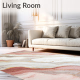 Elegant Pale Pink and Taupe Abstract Area with Subtle Marble Veining(White)