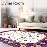 Fluffy Rectangle Abstract Floral Motifs(Purple)