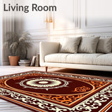 Sunburst Medallion with Interlocking Flourishes and Vintage Scrollwork(Brown)