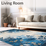 Blue & Beige Non Shedding Abstract(Blue)