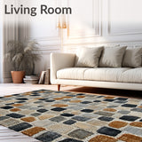 Boho Serenity Area With Cobblestone Shapes and Muted Earth Tones(Beige)