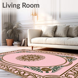 Rose Blossom Medallion Motif with Intertwined Petals and Delicate Vines(Pink)