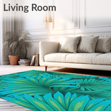 Tropical Foliage With Overlapping Palm Fronds(Blue)