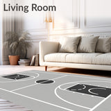 Basketball Court Gray Floor Black Key White Lines(Gray)