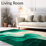 Emerald Echoes Beige & Verdant Abstract Art Area(Dark Teal)