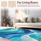 Ultra Soft Area Rug, Non Slip, Stain Resistant, Washable Area Rugs for Living Room, Bedroom, Coastal Sea Turtle Nautical(Blue)
