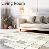Neutral Modern Grid Area with Subtle Overlapping Rectilinear(Beige)