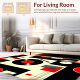Ultra Soft Area Rug, Non Slip, Stain Resistant, Washable Area Rugs for Living Room, Bedroom, Vinyl Record Round(Black)