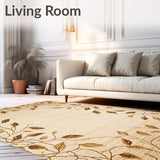 Earthy Leaf Area Rustic Beige and Brown Tones for Natural Style(Beige)