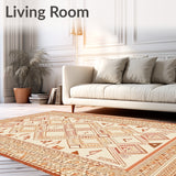 Boho Chic Area With Abstract Geometric For Home Decor(Beige)