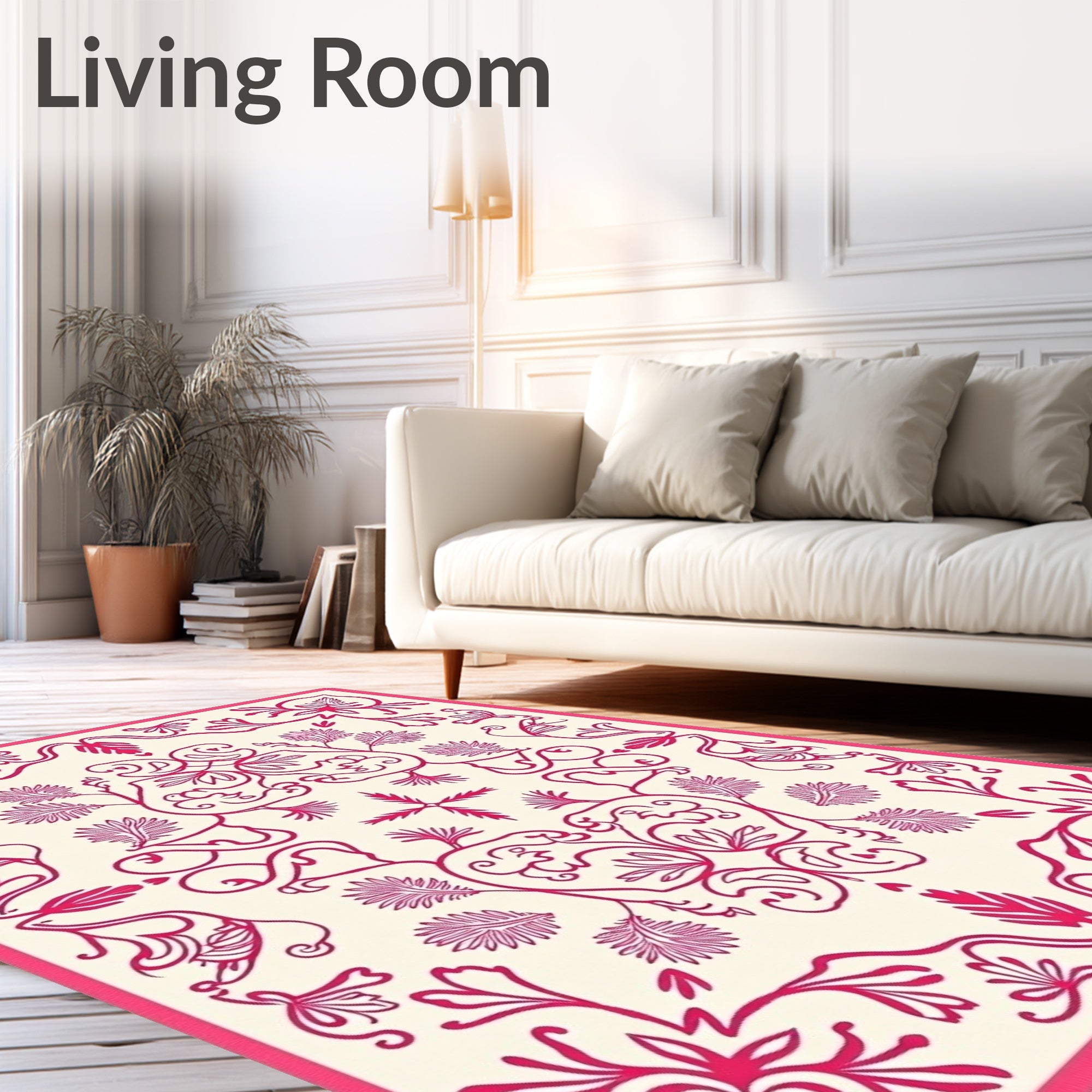 Botanical Vinework with Stylized Leaf and Petal Interlace (Pink) - ODIKA