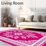 Cascading Petal Medallion with Ornate Botanical Borders (Pink) - ODIKA