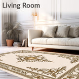 Traditional Damask Noble Embellished Symmetrical Ornamental (Beige)