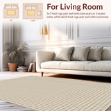 Ultra Soft Area Rug, Non Slip, Stain Resistant, Washable Area Rugs for Living Room, Bedroom, Loop-and-Cut Tufted Cotton(Beige)