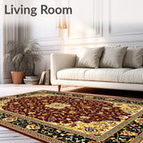 Classic Vintage Floral Area Featuring Burgundy and Mustard Accents(Red)