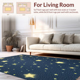 Ultra Soft Area Rug, Non Slip, Stain Resistant, Washable Area Rugs for Living Room, Bedroom, Star Pattern Baby Nursery Rectangular Carpet(Blue)