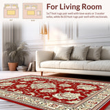 Scrollwork Medallion with Flourish Accents and Spiraled Filigree(Red)