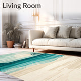 Teal Beige Ocean Scenery Tree Beach Area Floor Mat Cover(Blue)