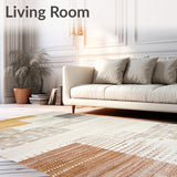 Chic Tufted Neutral Area with Artisanal Abstract Elements(Beige)