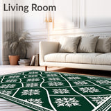 Frosted Lattice Trellis Featuring Interlocking Snowflake Forms(Green)