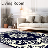 Floral Scrollwork with Flourished Petal Silhouettes (Blue)