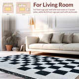 Ultra Soft Area Rug, Non Slip, Stain Resistant, Washable Area Rugs for Living Room, Bedroom, Modern Black and White Non-Slip Playroom Rug(Black)