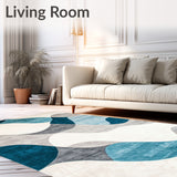 Contemporary Geometric Waves with Gray Light Blue and Cream Accents(Gray)