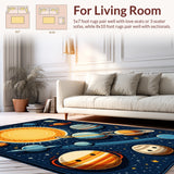 Ultra Soft Area Rug, Non Slip, Stain Resistant, Washable Area Rugs for Living Room, Bedroom, Colorful Solar System Educational Kids Bedroom Rug(Blue)