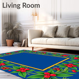 Yuletide Holly Berry Vine Border with Botanical Leaf Details(Blue)