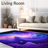 Cosmic Galaxy Adventure Rug Colorful Non Slip Carpet for Play Space(Purple)
