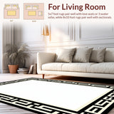 Contemporary Textured Greek Key Layout(Ivory)