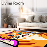 Abstract Cat Face Mosaic with Glowing Edge Trim Holiday(Orange)