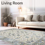 Artisan Mosaic Area with Timeworn Floral Geometry and Subtle Borders(Beige)