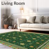 Elegant Geometric Spotted Area with Green and Gold Accents(Green)