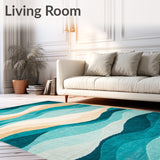 Beige Teal Beachfront Coastal Ocean Theme Indoor(Blue)