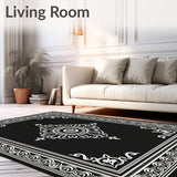 Traditional Damask Paisley with Ornamental Border Framework(Black)