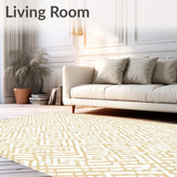 Ivory Beige Diamond Trellis Area with Textured Geometric(Beige)